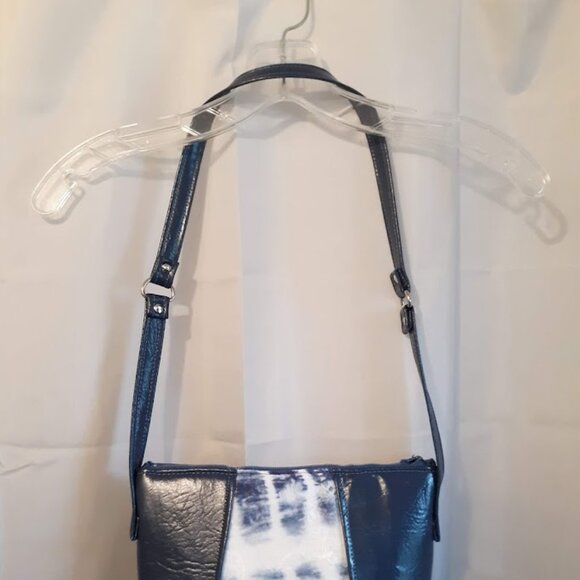 New Boho Tie Dye & Faux Leather Purse Shoulder bag Navy White coastal hippie - Picture 10 of 14